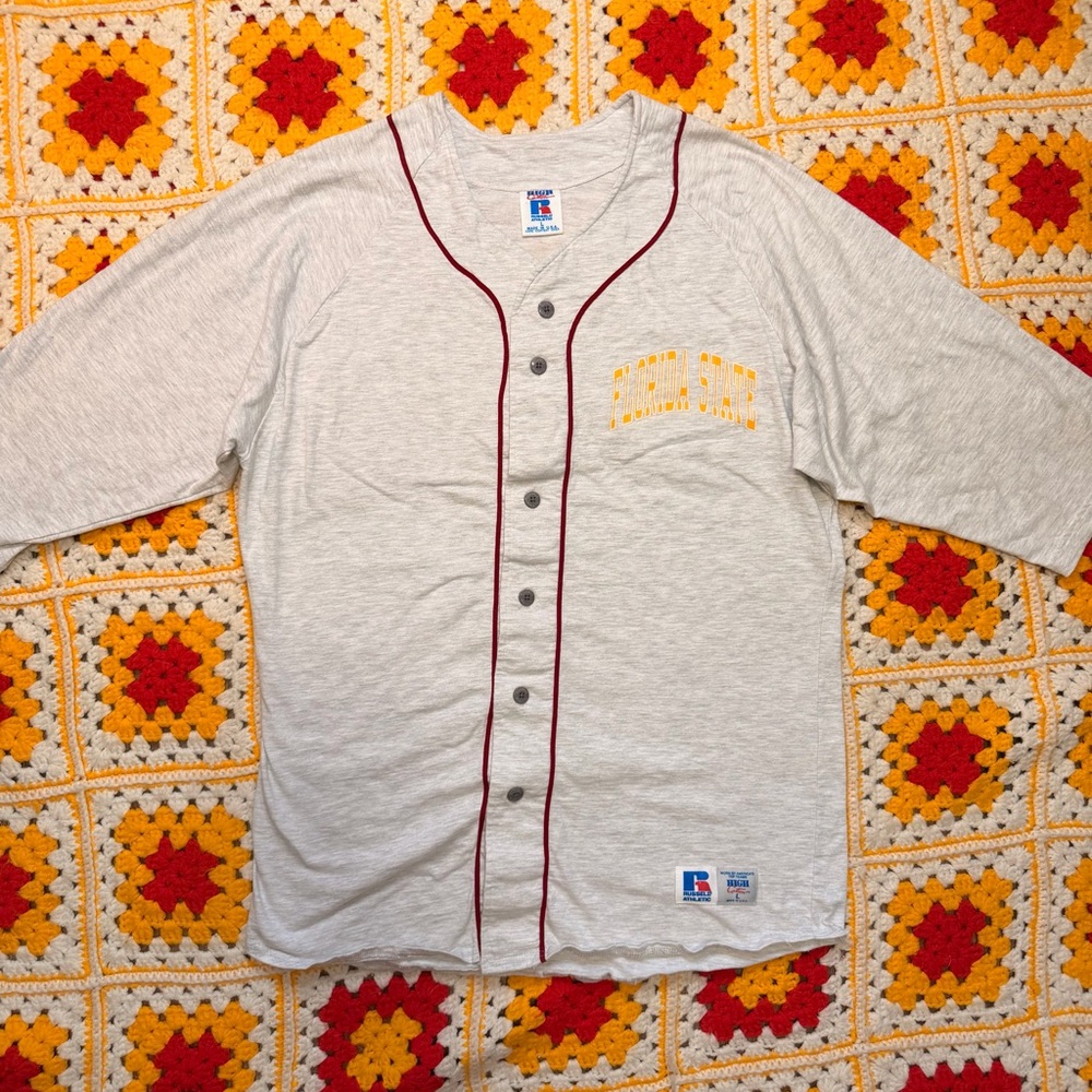 VTG 90s Russell Athletic Florida State Seminoles Button Up  Baseball Jersey L